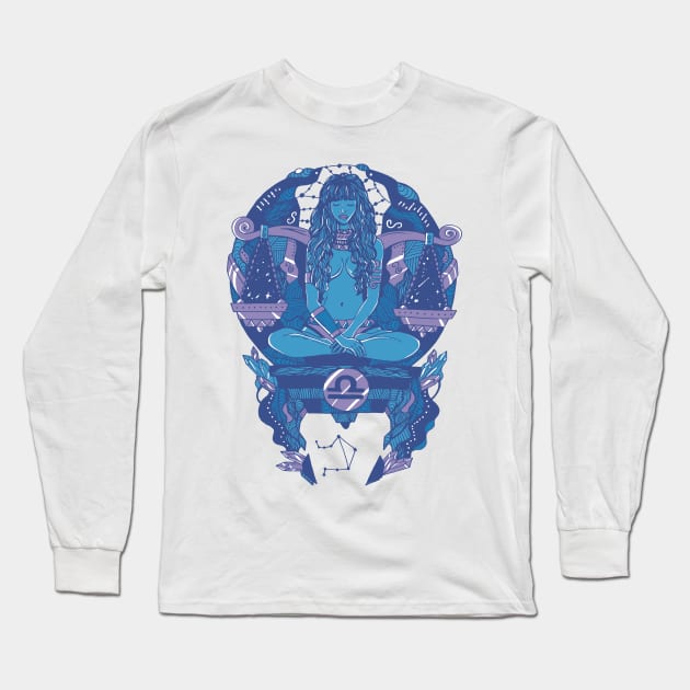 Mountain Blue Libra Beauty Long Sleeve T-Shirt by kenallouis